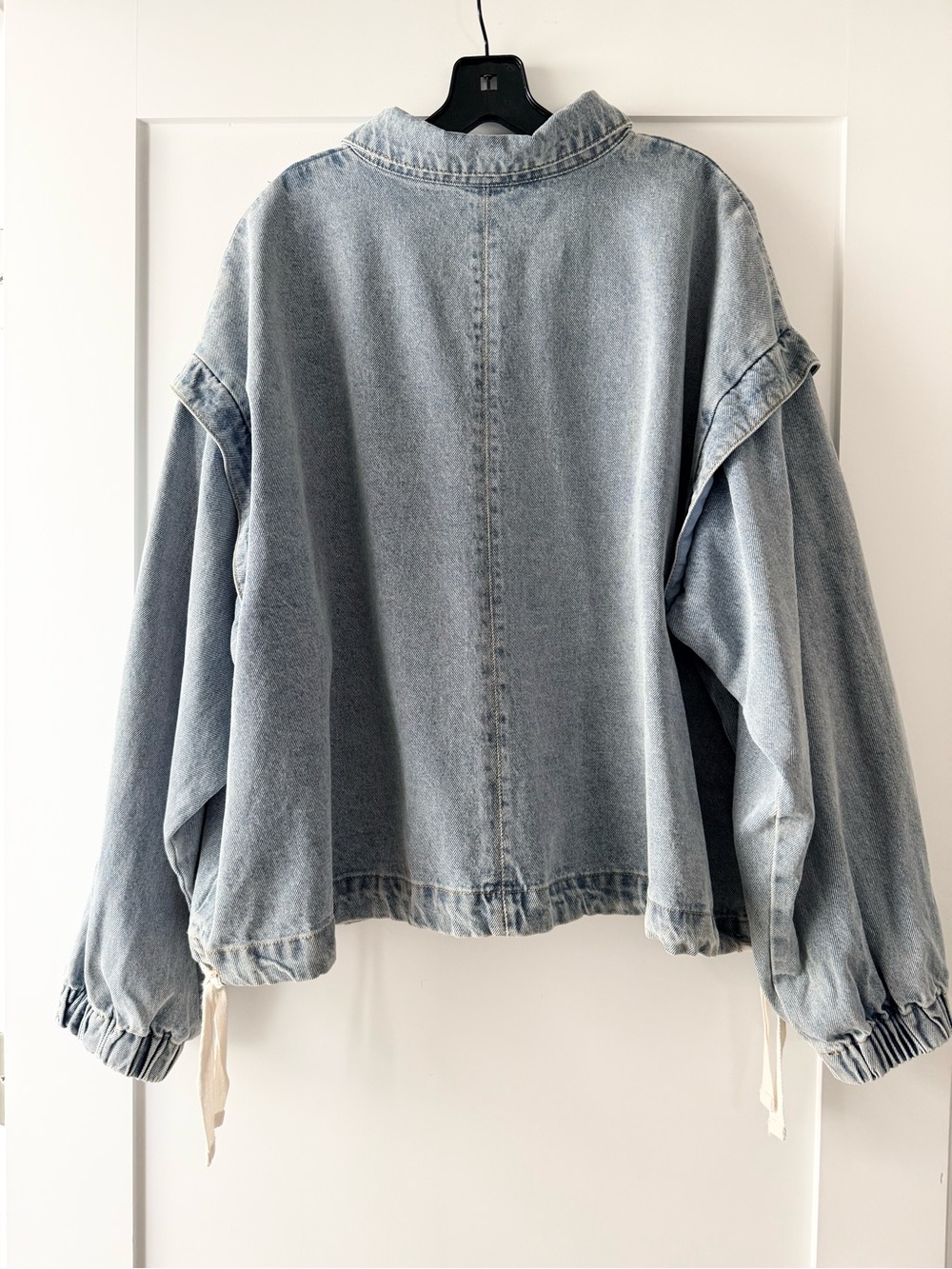 Wishlist Oversized Cotton Denim Cinch Hem Bomber Jacket Large - Picture 4 of 14
